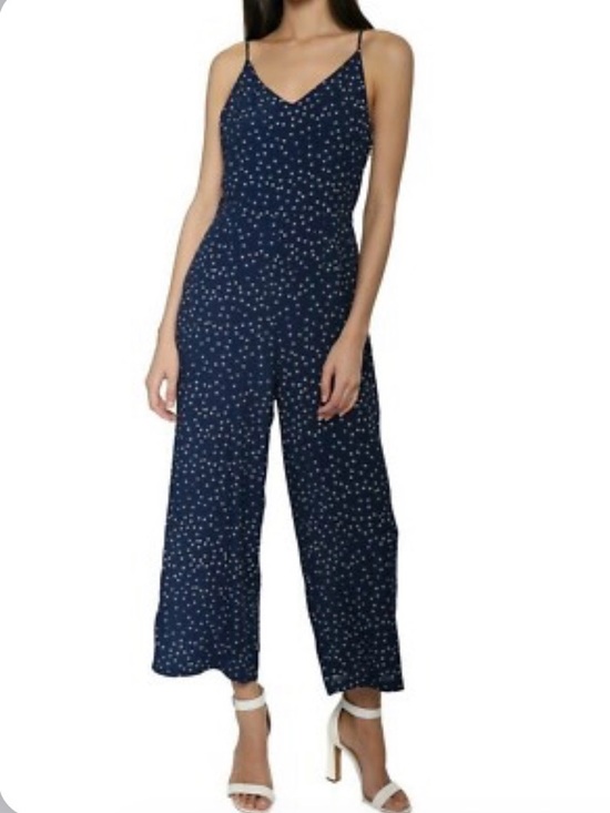Rails Pants - NWT Rails Navy Wide Legged Jumpsuit with Off White Polka Dots